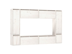 Mueble de TV de 8 piezas, madera maciza de pino, blanco, EXCLUSIVO DE LA CASA