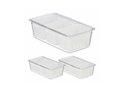 Relaxdays Organizador De Frigorífico, 3 Unidades, Empilhável, 3 Cestos, Organizador De Alimentos, Transparente/branco