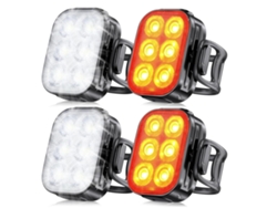 Luces para bicicleta Luz para bicicleta ultradelgada, resistente al agua IP65, juego de luces delanteras y traseras para bicicleta de 4 6 modos, carga rápida de 1,5 horas, fácil de instalar (negro)