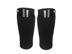Calcetines Espinilleros Negros Unisex Para Adultos, Ideales Para Fútbol, Con Elastano Duradero Y Bolsillo Seguro.