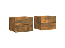 Juego de 2 mesitas de noche de madera de roble ahumado MAISON EXCLUSIVE (40x30x30 cm)