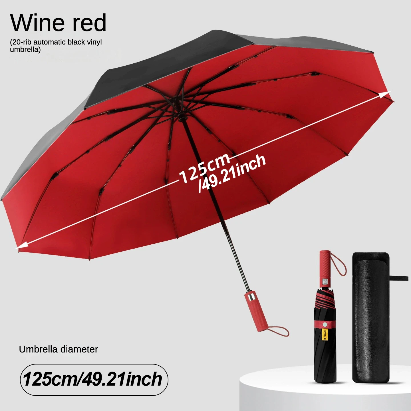 (Rojo, 10k) Sombrilla cubierta de cuero con cobertura extendida para mayor estabilidad y protección.