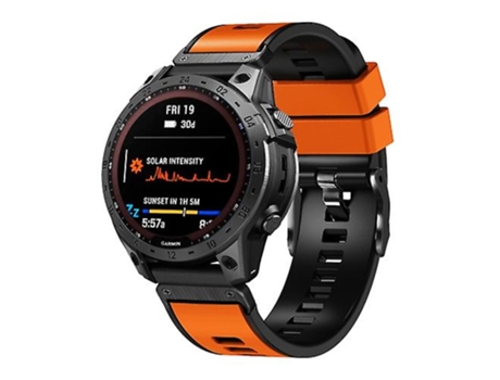 Correa para Garmin Fenix 7x26mm tela lisa correa de reloj de silicona de liberación rápida de dos colores naranja negro VENISYMLIS
