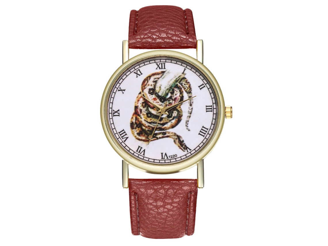 Reloj De Cuarzo Casual Unisex Con Correa De Cuero Pu Café Para Mujer Y Hombre