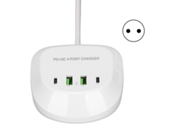 Estación De Carga Usb T3p+ Con 4 Puertos Usb (2 Puertos Tipo C Y 2 Puertos Qc3.0) Para Teléfonos Móviles Y Tabletas,