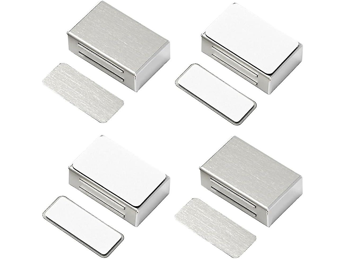 4 Imanes Adhesivos Para Puertas De Armarios, Cierres Magnéticos Fuertes Para Muebles, Cajones Y Gabinetes De Cocina Plata