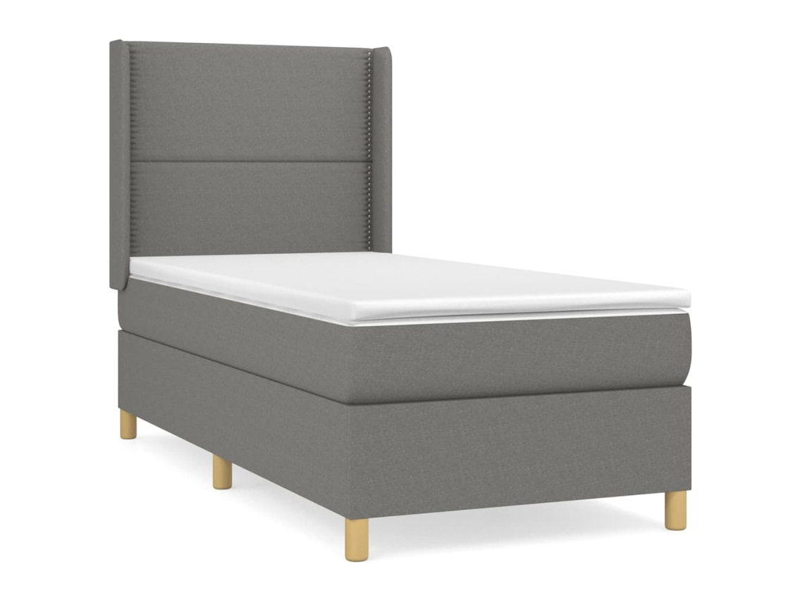 Maison Exclusive - Cama Box Spring Con Colchón Tela Gris Oscuro 90x200 Cm