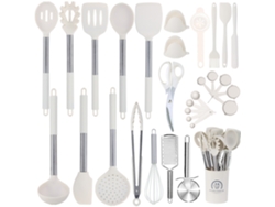Juego De Utensilios De Cocina De Silicona Resistentes Al Calor Juego De 30 Piezas Con Asas De Acero Inoxidable Para Cocinar Y Hornear Beige Cuich
