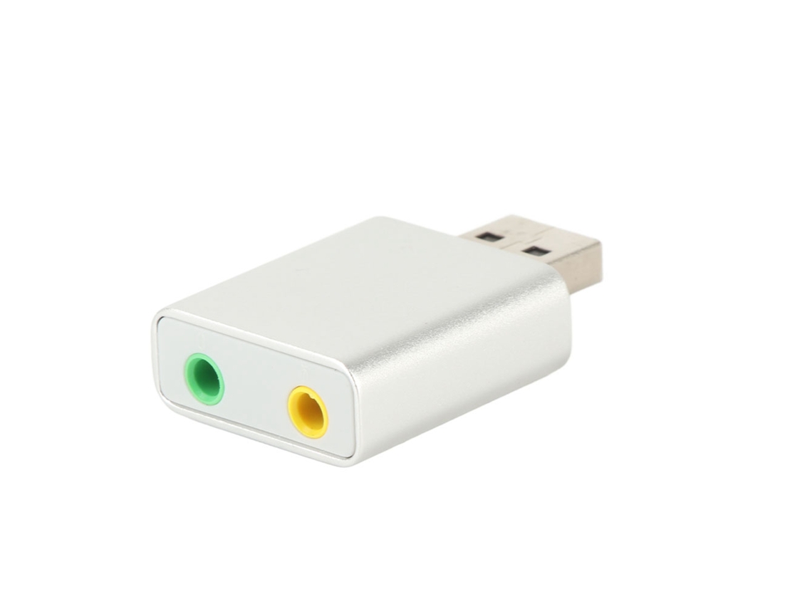 7.1 Canal Externo Usb 2.0 A Adaptador De Audio Estéreo De 3.5mm Tarjeta De Sonido Micrófono Altavoz Plata