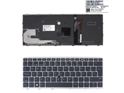Teclado retroiluminado, marco plateado con teclas negras, compatible con HP 830g5, 830g6, 735g3, 836g5, 730g5, 730g6, 12-0153c, Dz01, K19