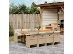 Juego de comedor de jardín de 9 piezas con cojines de mimbre beige de DKD Home Decor