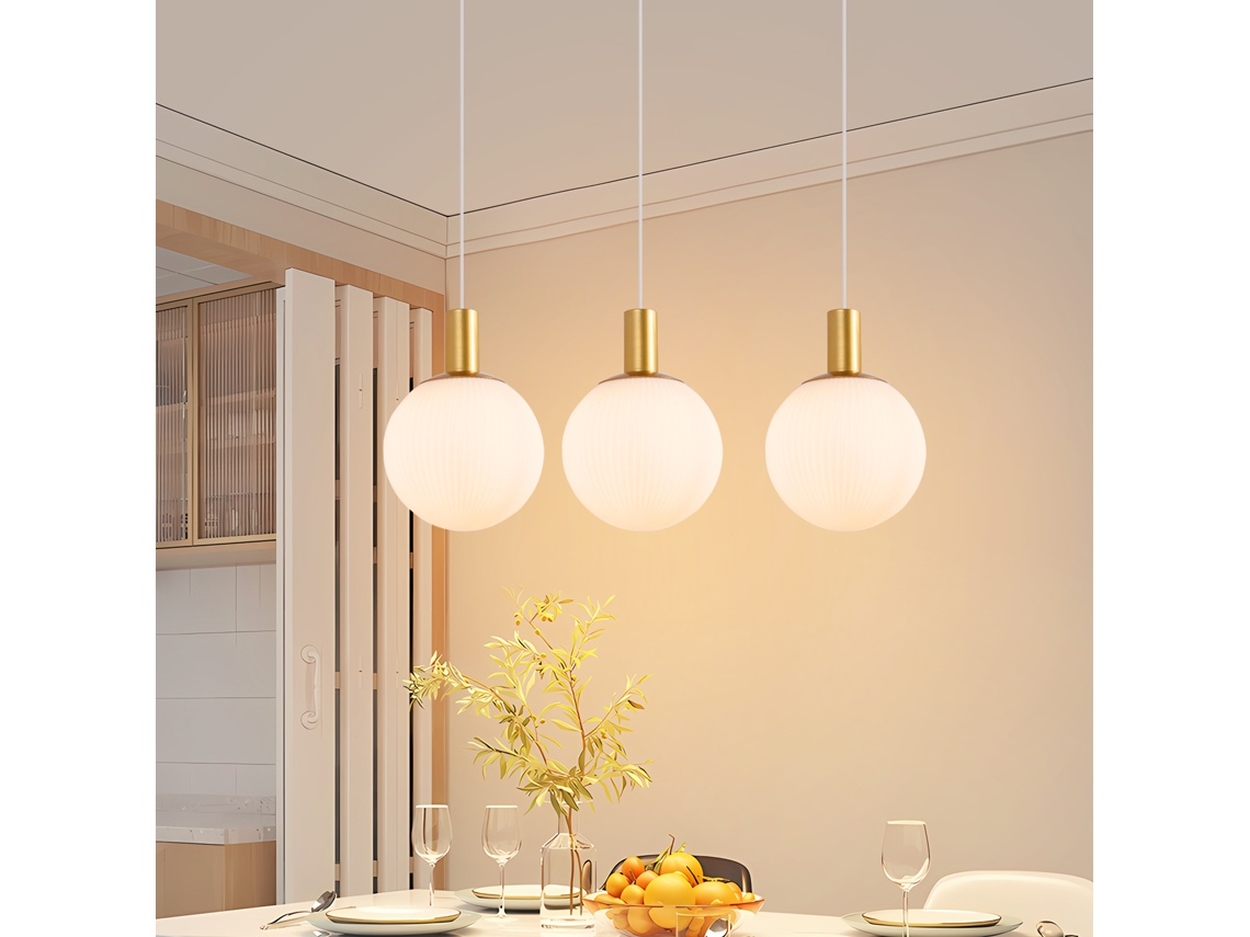 Lámpara colgante dorada E27, 3 luces, altura ajustable, lámpara colgante moderna Nettlife