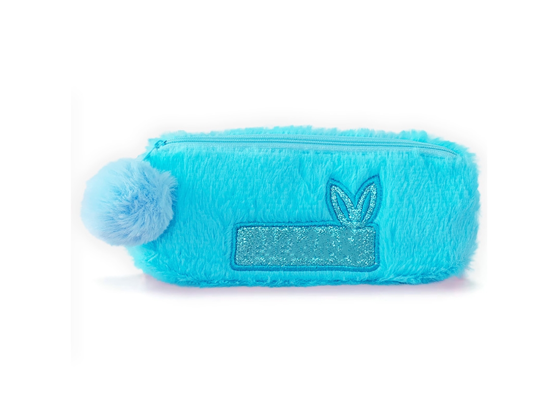 Estuche De Plumas De Pelo Suave Grande Capacidad Lindo Multipropósito Para Estudiantes Papelería Azul
