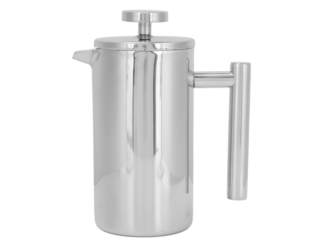 Molinillo de café portátil de prensa francesa de acero inoxidable de doble capa, 800 ml, para el hogar y viajes.