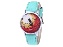 Reloj De Pareja Zhoulianfa, Diseño De Halloween, Correa De Cuero Sintético, Cuarzo (menta)