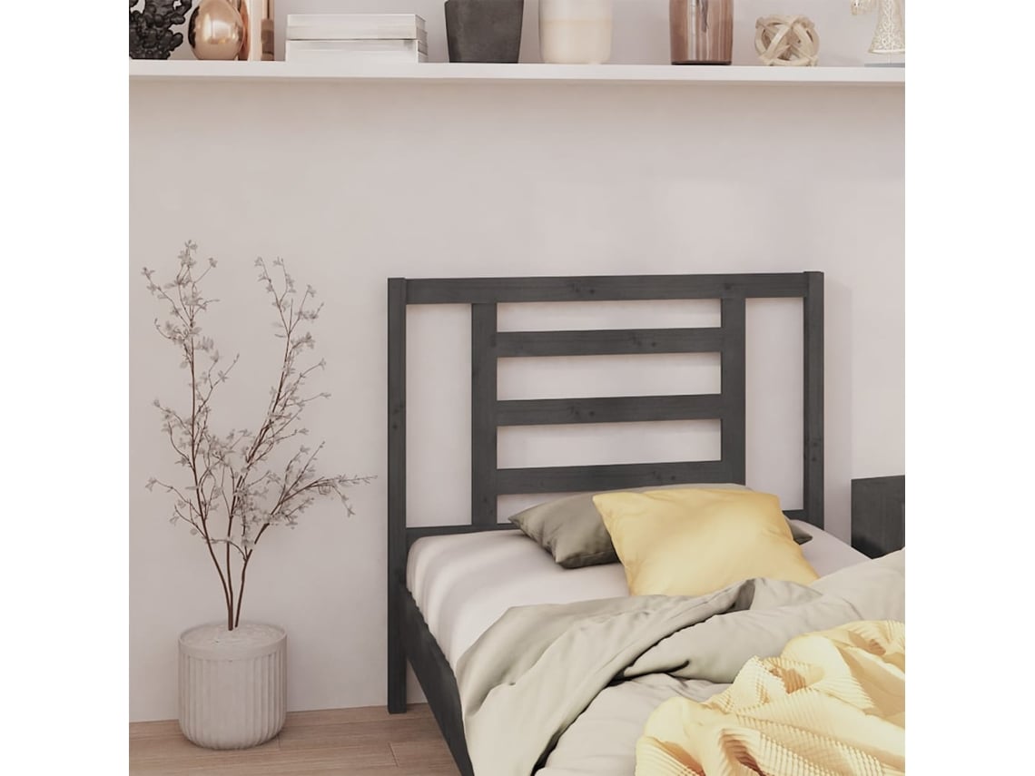 Cabecero De Cama Madera Maciza De Pino Gris 96x4x100 Cm