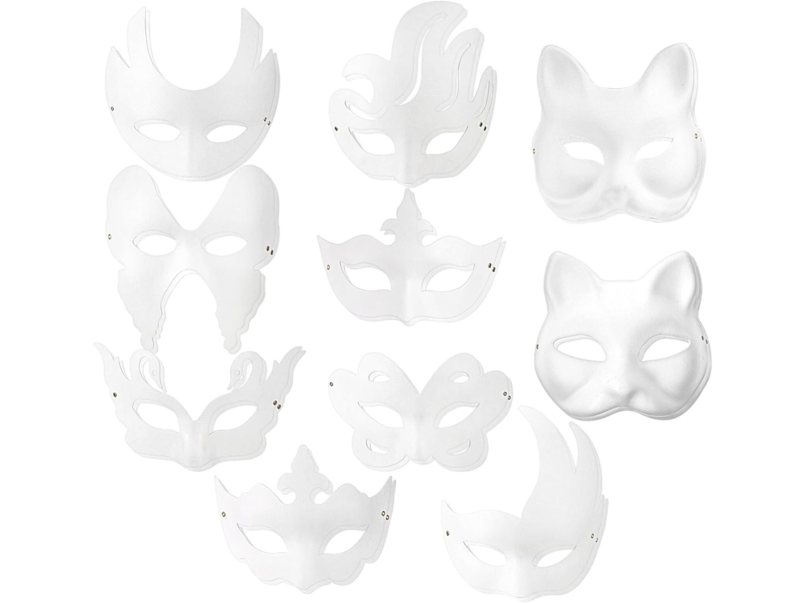 20 Máscaras De Pulpa De Papel Sin Pintar Para Mujer, Máscaras Decorativas Ligeras Para Mujer.
