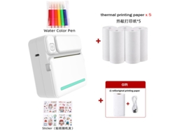 Mini impresora térmica Bluetooth, impresión de etiquetas sin tinta con papel de impresión, bolígrafo de acuarela y pegatinas, Digitallab Azul
