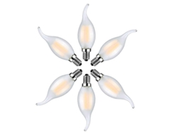 Rebe-paquete De 6 Bombillas Led De Llama E14 4w Blanco Cálido 2700k - Bombillas De Filamento Para Candelabros - Vidrio Mate