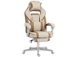 Silla Gaming Reclinable Con Reposapiés, Color Crema.