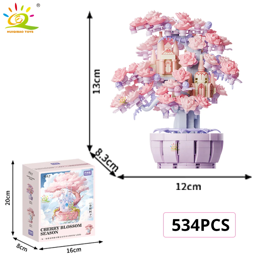 Bloques De Construcción De Casa Del Árbol Rosa Con Flores De Cerezo Que Cambian De Color (moc)