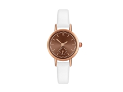 Reloj De Pulsera De Cuarzo Para Parejas (hombre Y Mujer) Con Correa De Pu Marrón Y Blanca.