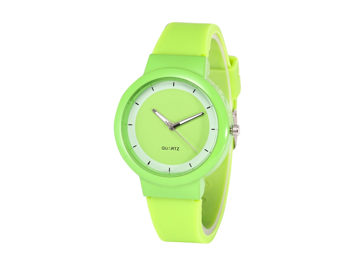 Reloj De Cinturón De Silicona Moda Dial Redondo Analógico Cuarzo Verde Fluorescente