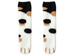2026-calcetines De Pata De Gato Para Mujer Con Estampado Cálido De Pelo Polar Elástico One Size