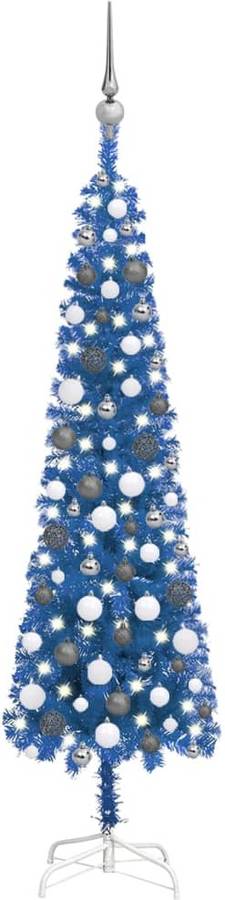 Árbol de Navidad VIDAXL con Luces LED y Bolas (Azul - 150x43 cm)