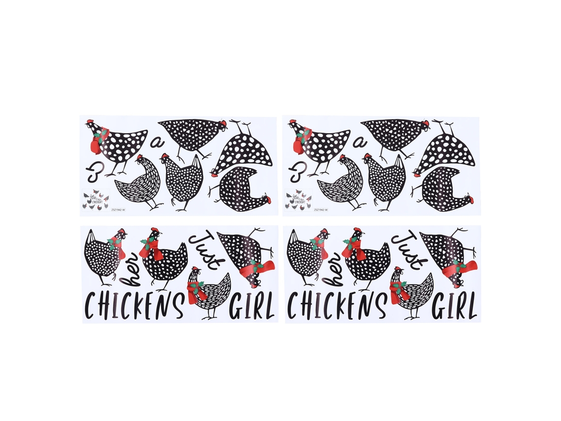 Baok - Juego de 4 pegatinas de pared creativas y removibles con forma de pollo para la cocina, 60x30cm, para decoración del hogar.