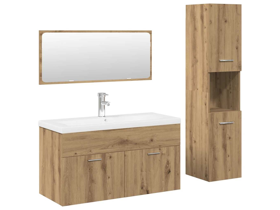 Maison Exclusive - Juego De Muebles Baño 4 Piezas Madera Ingeniería Roble Artisan
