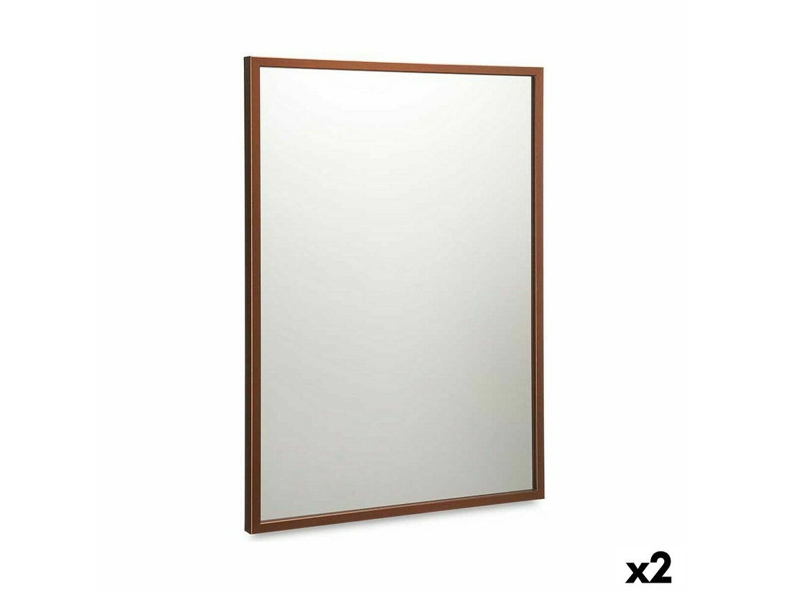 Espejo de pared 50 x 70 cm Bronce Madera MDF (2 Unidades)
