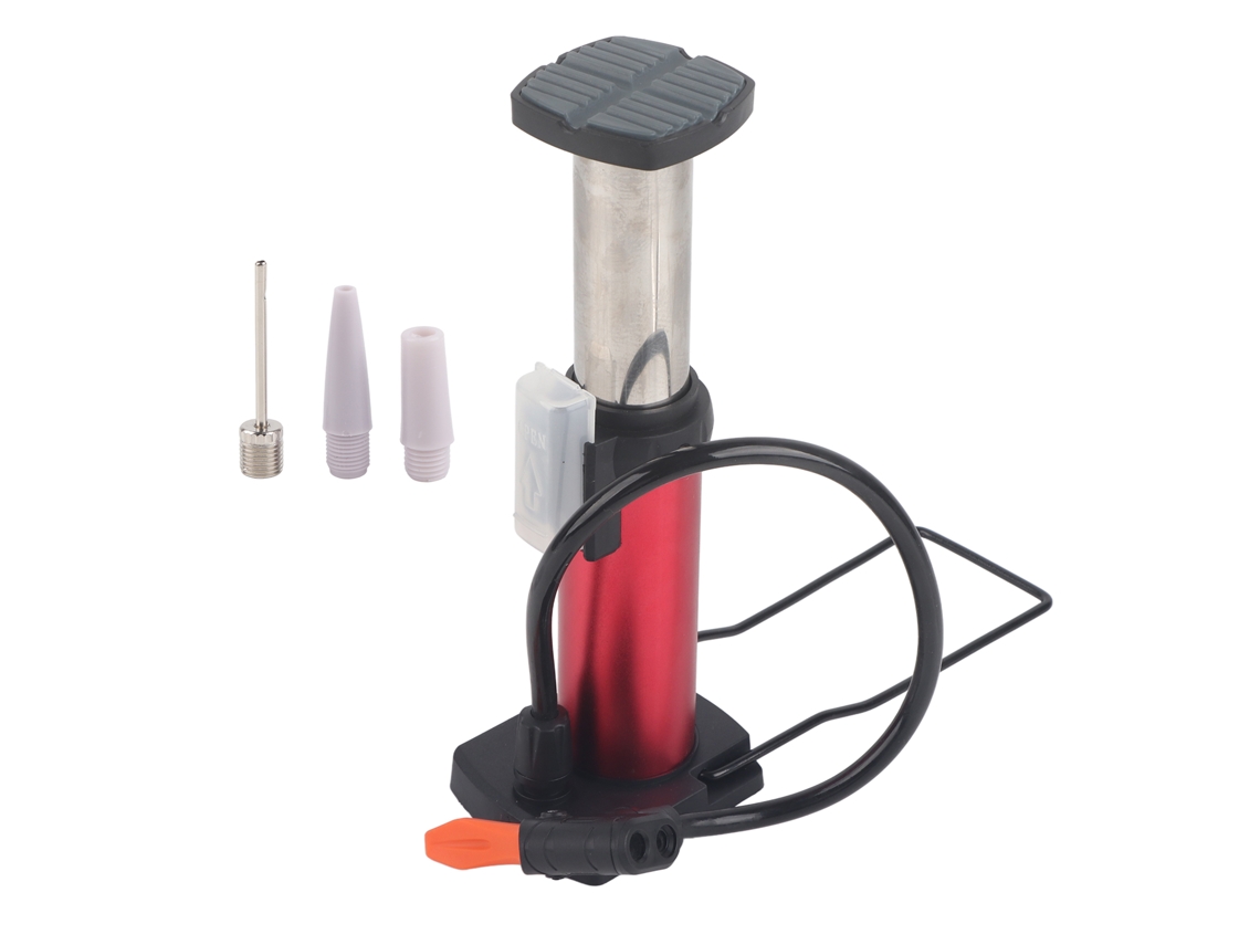Minibomba De Aire Portátil De Alta Presión Para Bicicleta Con Inflador De Neumáticos De Pedal - Roja