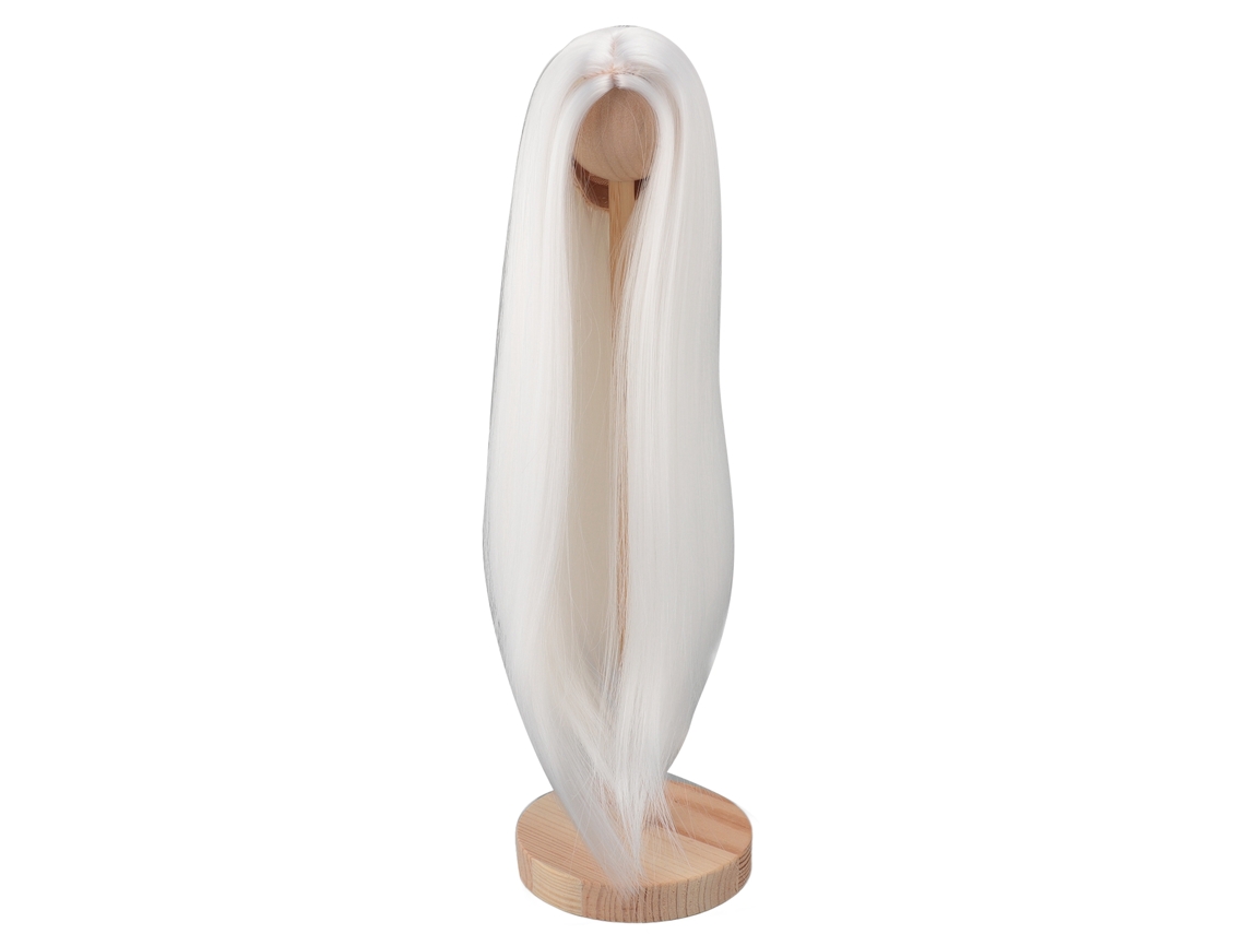 Peluca Para Muñeca De 1/4 De Pulgada De Largo, Cabello Liso Blanco De Seda, Resistente Al Calor, Ajustable Para Bricolaje, 18,5-21 Cm.