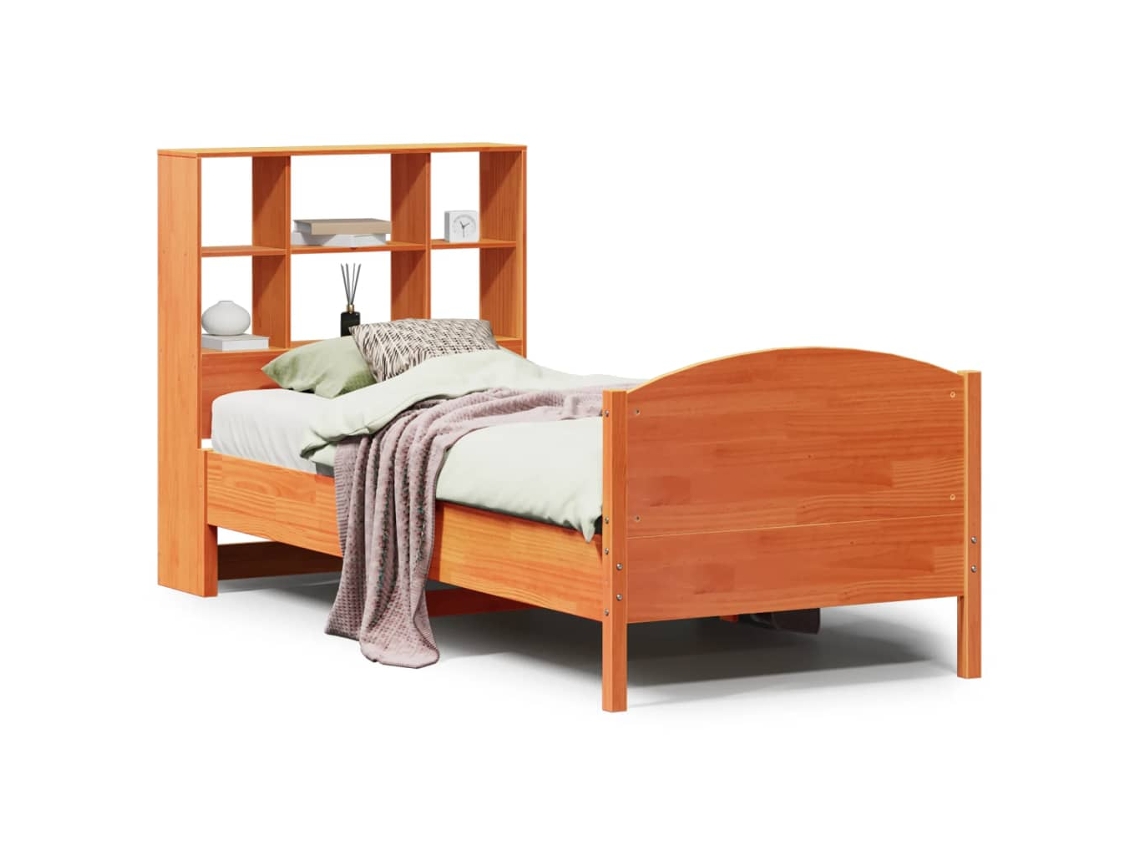 Maison Exclusive - Cama Con Estantería Sin Colchón Madera Maciza Marrón 75x190 Cm