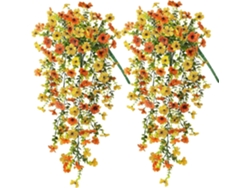 Dos Flores Artificiales Colgantes, Ideales Para El Hogar, Bodas Y Decoración De Paredes (naranja + Amarillo).