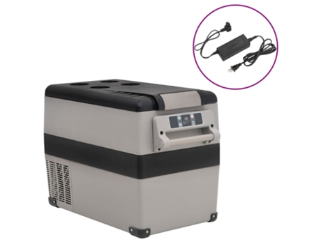 Nevera con asa y adaptador vidaXL PP y PE negro y gris 55 L