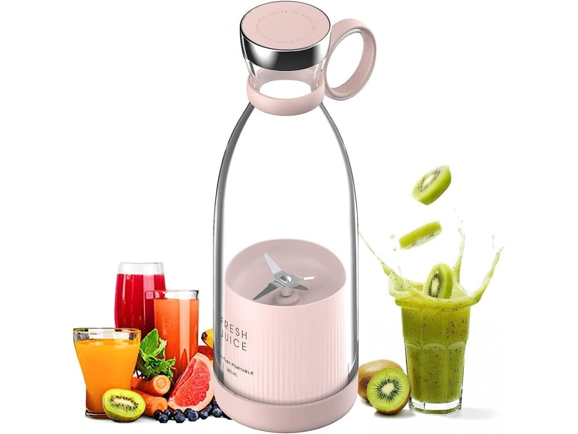 Licuadora portátil de 350 ml, licuadora personal multifuncional, botella de agua de viaje recargable por USB