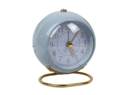 Rebe-reloj Despertador Metálico Silencioso Batería Pequeño Mesa Dormitorio Estudiante Decoración Azul
