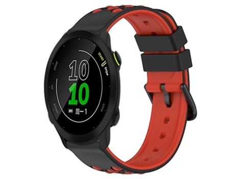 Correa para reloj Garmin Forerunner 158, 20mm, silicona porosa bicolor, negro-rojo VENISYMLIS
