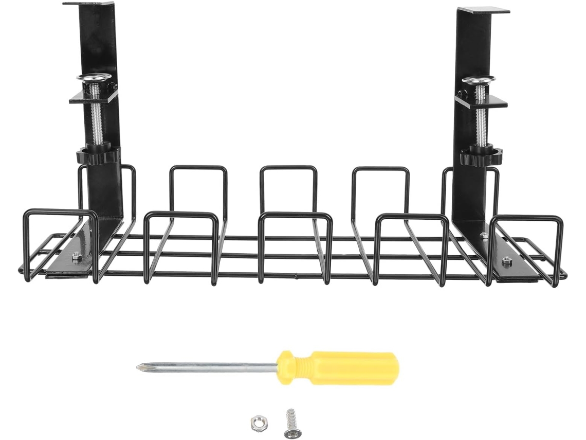 Besportble Soporte De Hierro Negro Stobaza Para La Gestión De Cables Debajo Del Escritorio Y Almacenamiento...