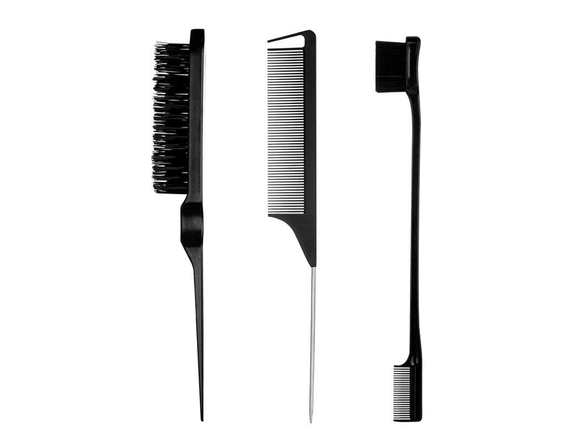 Juego De 3 Peines Para El Cabello Con Cerdas Y Peine De Cola De Rata, Ideal Para Cabello Liso Y Peinado (negro).