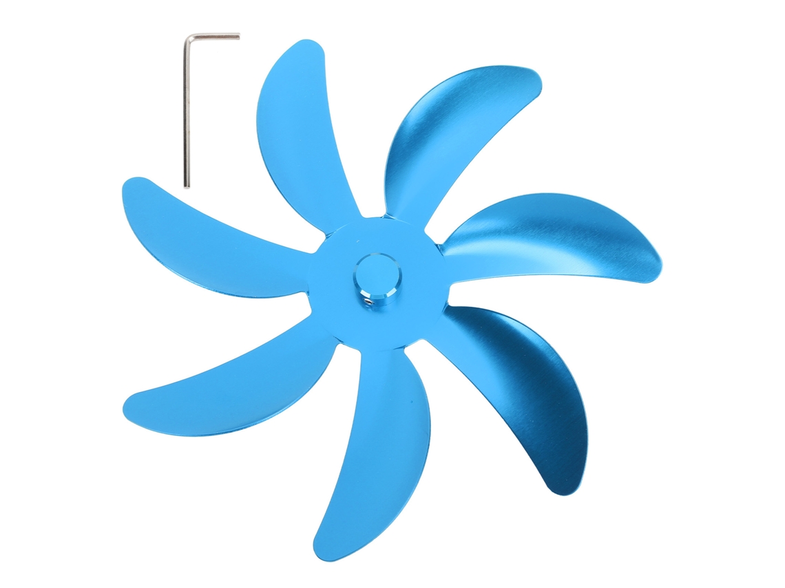 Aspa de ventilador de estufa de aluminio, 7 aspas, azul