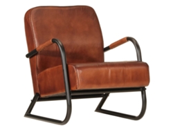Sillón moderno y elegante con reposabrazos de cuero marrón auténtico Dec028634