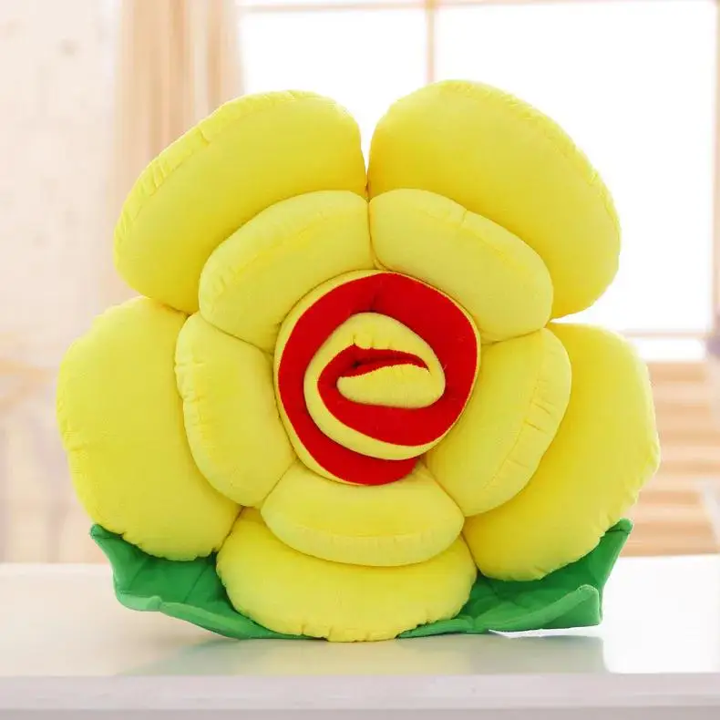 (amarillo, 40 Cm) Cojín De Sofá Grande Con Forma De Rosa, Peluche, Almohada Decorativa Floral.