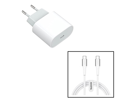 Kit Base De Cargador Fastcharge Tipo C Cable De Carga 20W 60W 3.0A 1M Tipo C Accetel Para Apple Ipad Pro 11 Pulgadas 2Da Generación Blanco