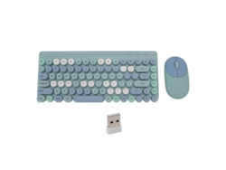 Conjunto De Teclado Y Ratón Inalámbricos Con 86 Teclas, Receptor Usb, Estilo Retro Para Juegos, Plug And Play Para Pc/portátil Os X, Azul