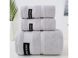 Toalla Grande De Algodón Puro Para El Hogar, Suave Y Absorbente, Gris (2 Unidades De 80 X 35 Cm/1 Unidad De 150 X 80 Cm) Gertiz