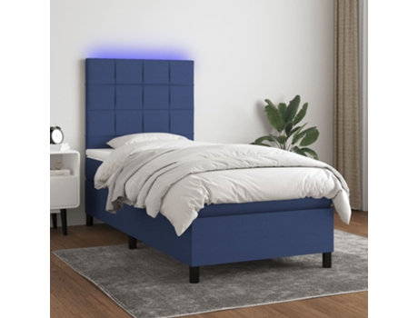 Cama con somier VIDAXL (Azul - Tela - 203 x 90 x 128 cm)