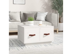 Mesa de Centro de Apoyo 60X53X35 Cm Pino Macizo Blanco